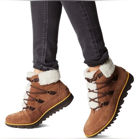 Sorel Harlow Lace Cozy Boot Waterproof Suede Ankle Bootie Women’s Brown Size 10 - Picture 3 of 14